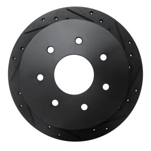 Ford F-150 Brake Rotor (1) - Rear Right - R1 Concepts - Drilled & Slotted - Black - `97-`04